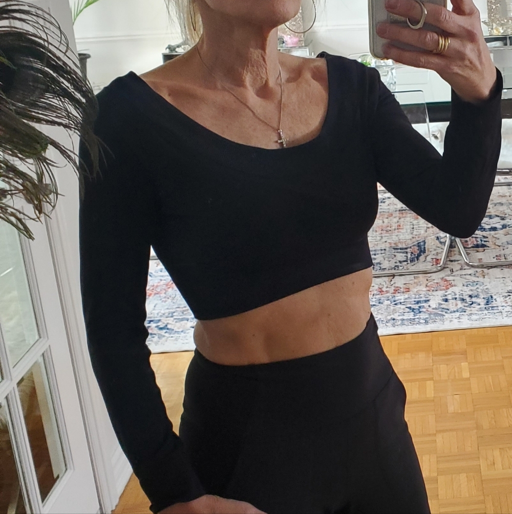 Alexander Wang Black Long Sleeve Crop Top